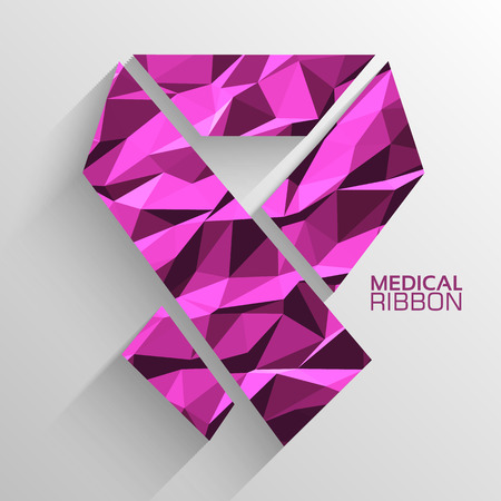 Polygonal ribbon cancer vector background conceptのイラスト素材