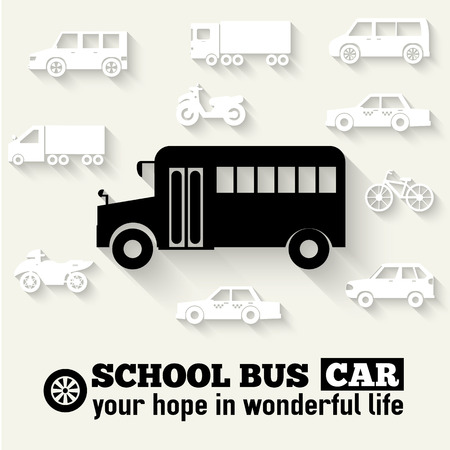 Flat school bus background illustrationのイラスト素材