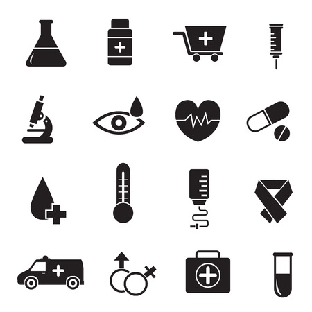 flat medical equipment set icons concept  illustrationのイラスト素材