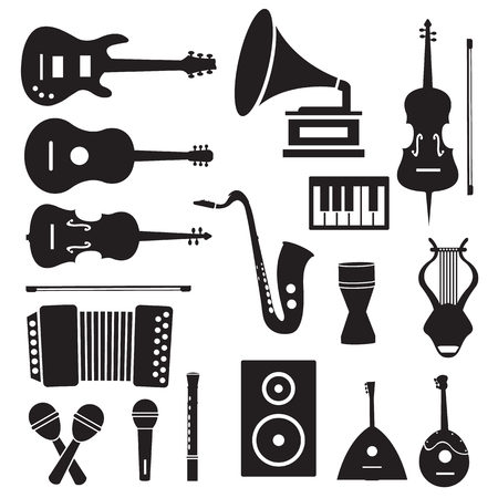music instruments icons pictograms background illustrationのイラスト素材
