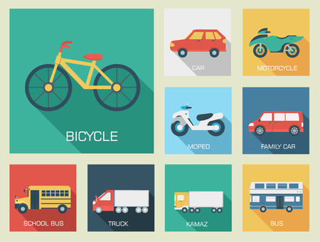 Flat cars icon backgrounds concept set illustration designのイラスト素材