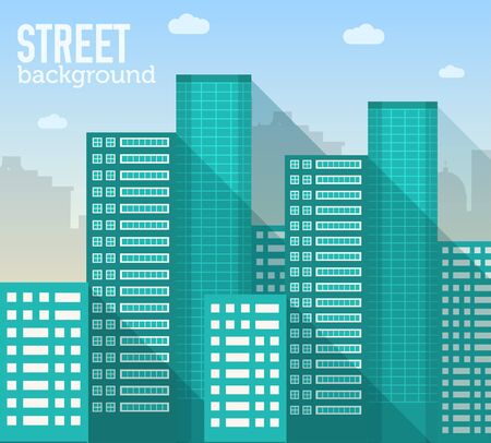 skyscraper building in city space with road illustrationのイラスト素材