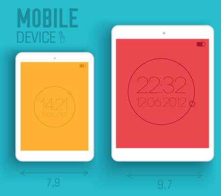 mobile electronic devices on flat illustrationのイラスト素材