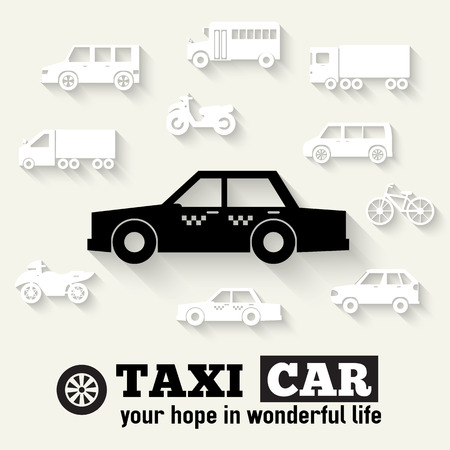 Flat taxi car background illustrationのイラスト素材