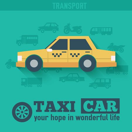Flat taxi car background illustrationのイラスト素材
