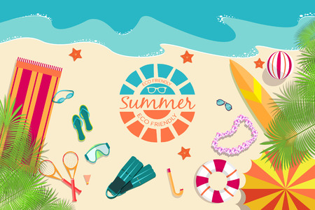 summer vecetion time background vector illustrationのイラスト素材