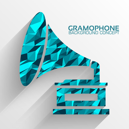 Polygonal retro gramophone vector background concept. Illustration tamplate for webのイラスト素材