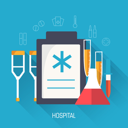 flat medical laboratory icons illustration infographic concept. Vector background designのイラスト素材