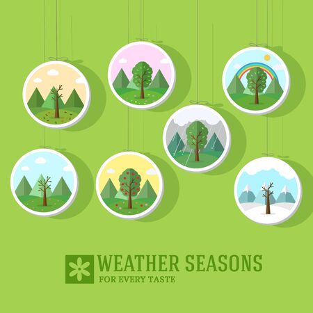 season icon set of nature tree background. Tamplate for web and mobile design conceptのイラスト素材