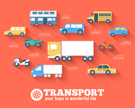 Flat cars concept set icon backgrounds illustration design. Template for web and mobileのイラスト素材