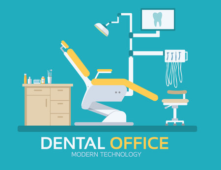 flat dentist office illustration design background. Vector illustration for colorful template for you design, web and mobile applicationsのイラスト素材