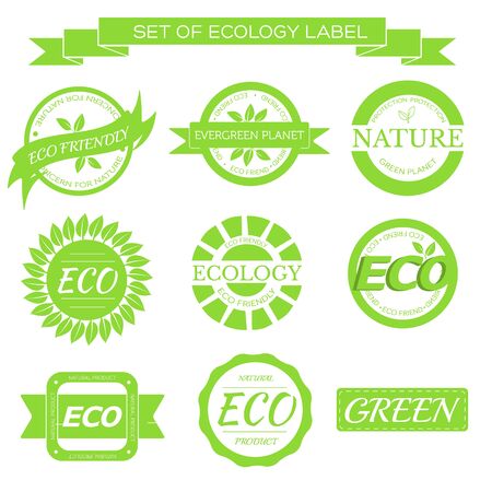 eco, nature, organic white label on isoleted green background concept. Vector illustration for colorful template for you design, web and mobile applicationsのイラスト素材