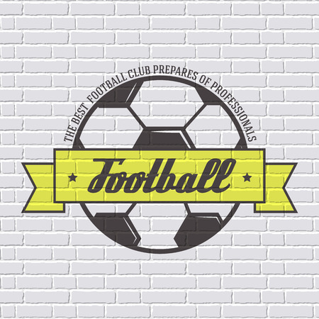 Soccer color  or label template  with blurred background on white brick wall. Vector illustration isolated icons for your product or design, web and mobile applications with text.のイラスト素材