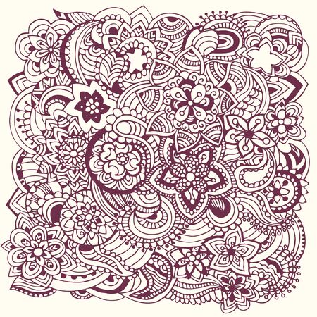 Hand drawn abstract background ornament illustration concept. Vector decorative retro banner of card or invitation design. Vintaのイラスト素材