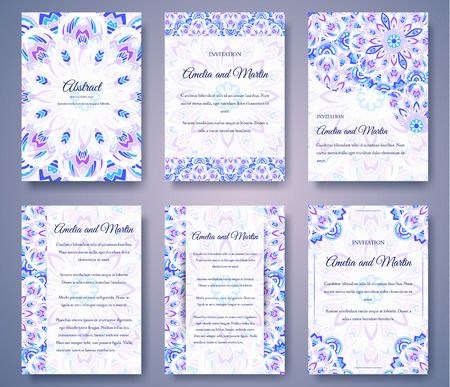 Set of old fairy tail flyer pages ornament illustration concept. Vintage art traditional, Islam, arabic, indian, ottoman motifs, elements. Vector decorative retro greeting card or invitation design.の写真素材