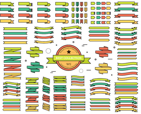 Thin line set of colored ribbons illustration concept. Icons isolated on white background. Flat vector template design for web and mobile applicationのイラスト素材