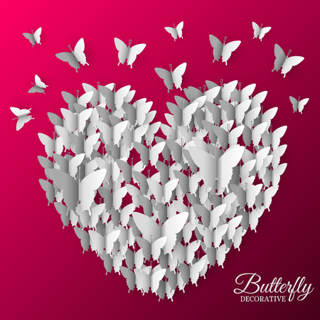 beautiful colorful butterfly heart on valintines day background concept. Vector illustration design. Template for website and mobile applianceのイラスト素材