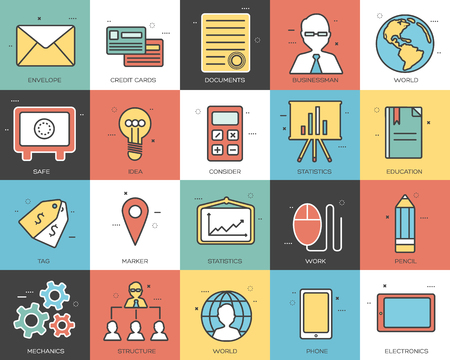 Line icons set of business collection concept. Modern vector pictogram with flat design elements designのイラスト素材