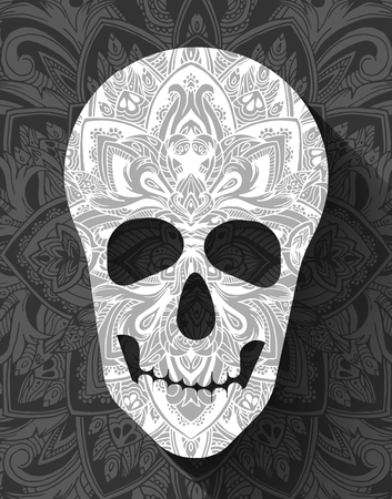 skull for the illustrations concept on day of the dead. Vector template colorful abstract decorative ornament designのイラスト素材