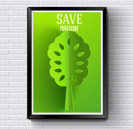nature tree or  template with green background on white wall. Vector illustration with  isolated icons for your product or design, web and mobile applications.のイラスト素材