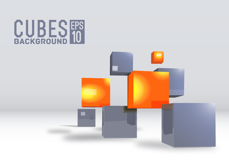 3d abstract vector digital cubes background. Realistic perspective elements design conceptのイラスト素材