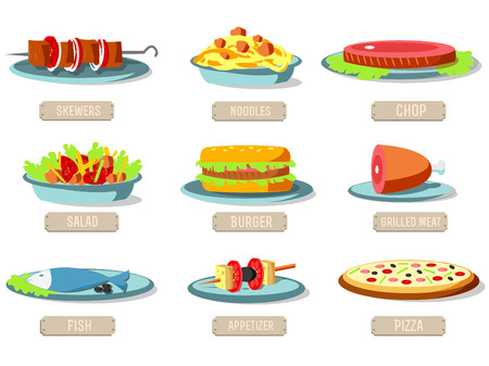 Various dishes icons set concept. Vector illustration design.のイラスト素材