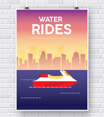 Water Scooter illustration on brick wall background concept designのイラスト素材