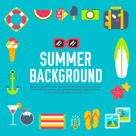 Summer icon flat illustration background design conceptのイラスト素材