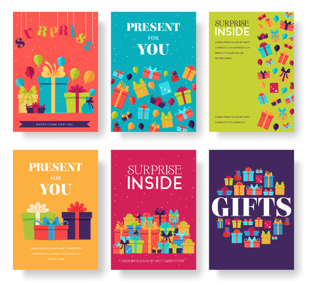 colorful vintage gift postcard set icons concept. Vector illustration designのイラスト素材