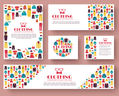 Fashion clothing infographics template concept. Icons design for your product or design, web and mobile applications. Vector flatのイラスト素材