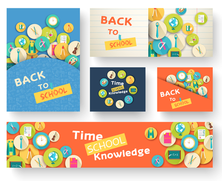 Back to school information pages set. Education template of flyear, magazines, posters, book cover, banner. Exam infographic concept background. Layout illustration template pages with typographyのイラスト素材