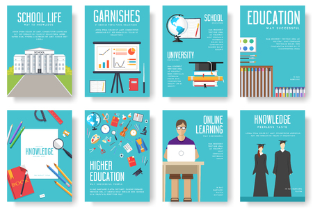 Back to school set of cards illustrations design brochure conceptのイラスト素材
