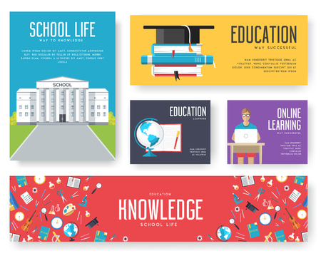 Back to school set of cards illustrations design brochure conceptのイラスト素材