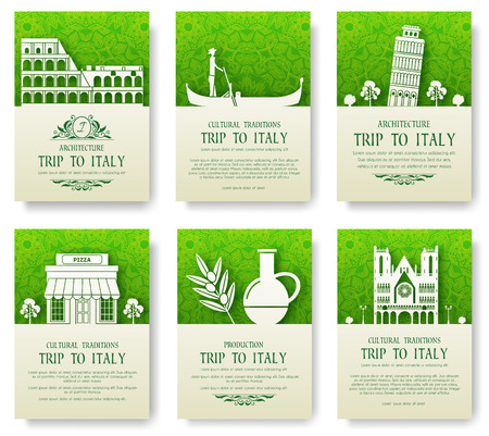 Set of Italy country ornament illustration concept. Art traditional, poster, book, poster, abstract, ottoman motifs, element. Vector decorative ethnic greeting card or invitation design background.のイラスト素材