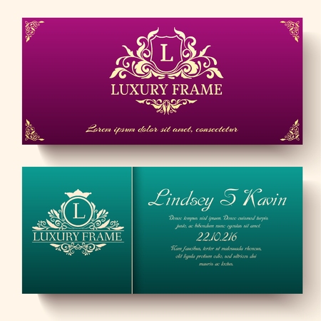Luxury label or King place symbol element with decorative calligraphy object set. Template for classical card, invitation, identity cover design, packaging, hipster stamp. Vector illustration conceptのイラスト素材