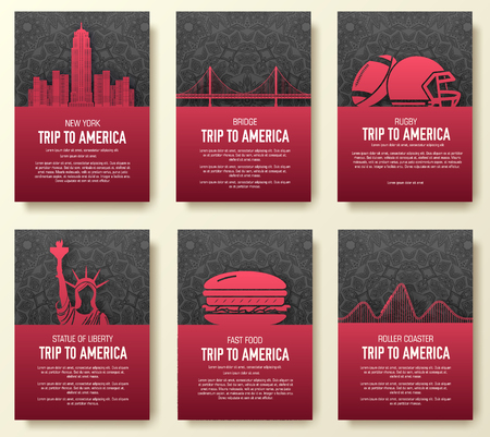 Set of USA country ornament illustration concept. Art traditional, poster, book, poster, abstract, ottoman motifs, element. Vector decorative ethnic greeting card or invitation  design backgroundのイラスト素材