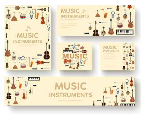 Set of music instruments poster templates illustrationのイラスト素材