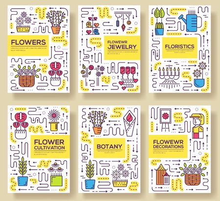 Set of flower concept poster templates illustrationのイラスト素材