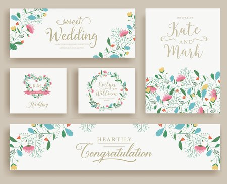 Set of flower wedding ornament concept. Art traditional, magazine, book, poster, abstract, element. Vector layout decorative ethnic invitation design backgroundのイラスト素材