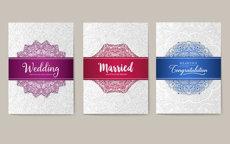 Set of luxury decorative artistic pages with vintage logo brochure template.のイラスト素材