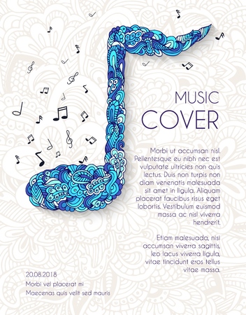 Hand drawn art abstract musical notes background. Vector illustration concept designのイラスト素材