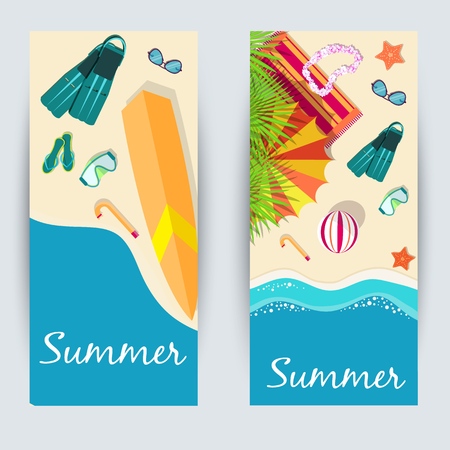summer vecetion time horizontal banners vector illustration conceptの写真素材
