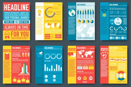 Set of flyer and brochure of flat infographics and chart element with typography text concept illustration. Your vector template for you design a4 print, web and mobile applicationsのイラスト素材