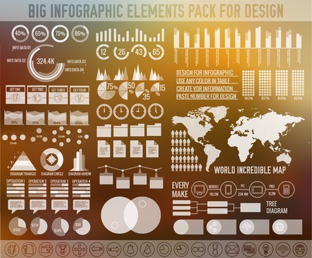 big business flat infographic elements set for design in vintage colors. Vector illustration conceptのイラスト素材