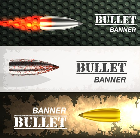 Banner of flying bullet ob military background concept. Danger vector illustration design setのイラスト素材