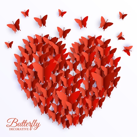 beautiful colorful butterfly heart on valintines day background concept. Vector illustration design. Template for website and mobile applianceのイラスト素材