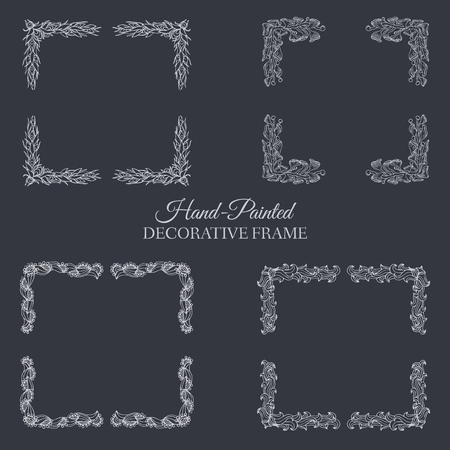 Hand drawn abstract background ornament frame on old paper illustration concept. Vector decorative retro banner of card or invitation design. Vintage traditional, indian, ottoman motifs, elementsのイラスト素材