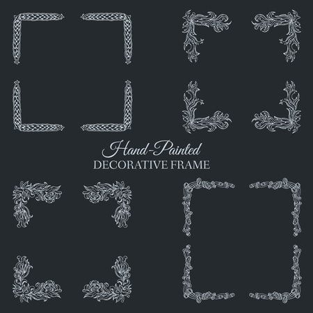 Hand drawn abstract background ornament frame on old paper illustration concept. Vector decorative retro banner of card or invitation design. Vintage traditional, indian, ottoman motifs, elementsのイラスト素材