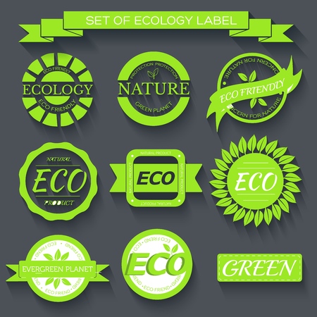 green eco nature label print set illustration design. Template for website and mobile appliance concept.のイラスト素材