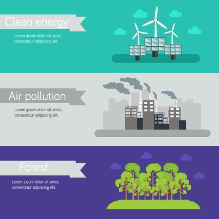 ecological horizontal banners vector illustration concept. Template for website and mobile appliance.のイラスト素材